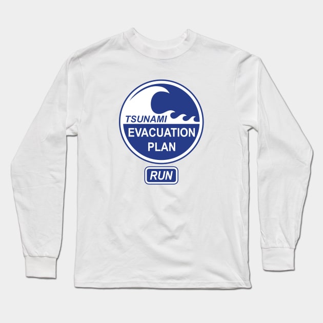 Tsunami Evacuation Plan Long Sleeve T-Shirt by timlewis